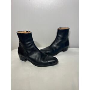 Arthur Beren Gravati Boots Leather Black Luxe Designer Point Toe Ankle Zip 6M